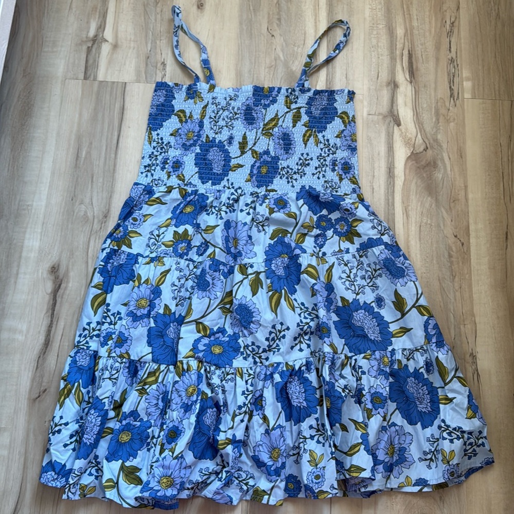 Steve Madden Botanical BlueFloral Spaghetti (Adjustable) Strap BabydollDress XL - Picture 2 of 5